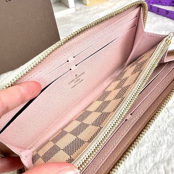 Louis Vuitton Damier Azur Clemence Long Wallet pink leather NICE EUC - Picture 10 of 16